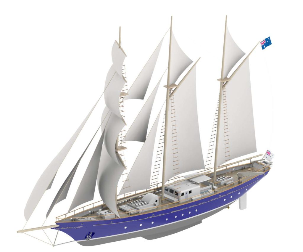 Artist’s impression of the replacement sail training vessel.